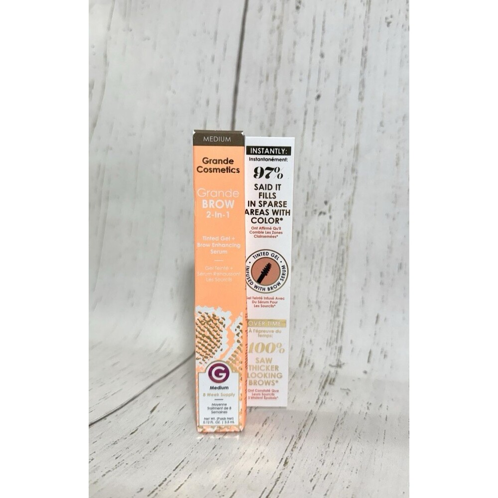 GrandeBROW 2-in-1 Tinted Brow Gel + Brow Growth Serum Medium 8 Week Supply NEW